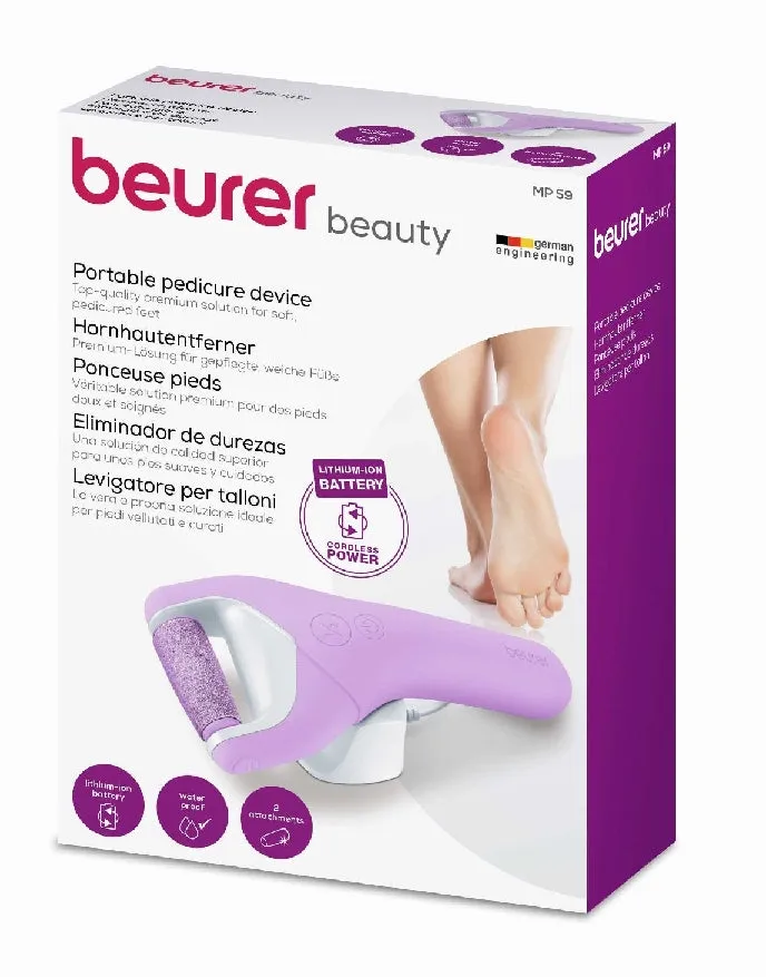 Beurer Portable Pedicure Device, 3 Hours It Works to Remove Hair, Pink