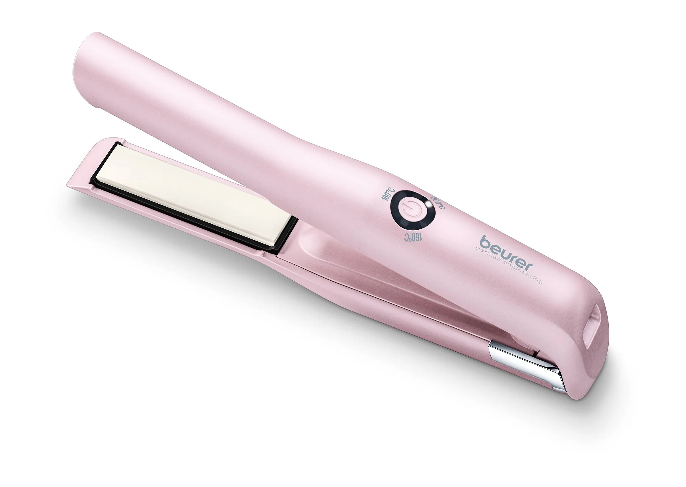 Beurer Rechargable Hair Straighner Pink 200-160 Watt Lithium Battery 3 Heat Levels Ceram