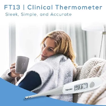 Beurer Thermometer White Battery Thermometer Has A Fixed Head And A Warning Sound In Case