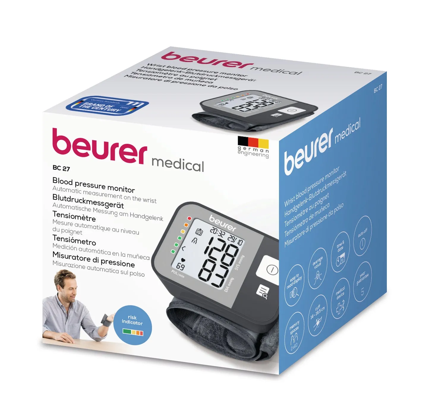 Beurer Wrist Blood Pressure Monitor Black Battery Manometry Detects Tachycardia Average Bl