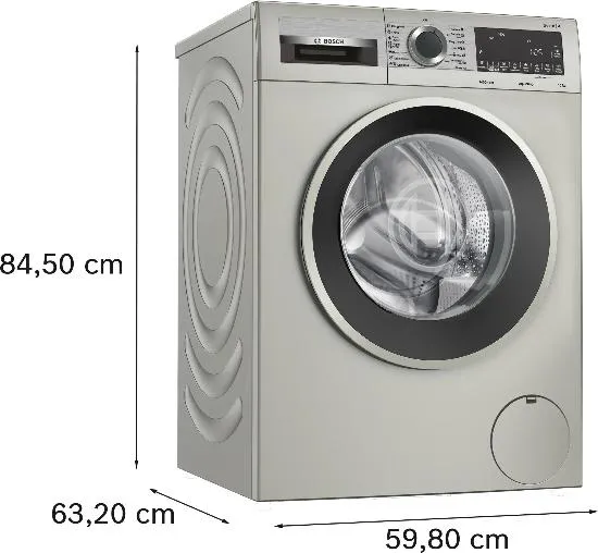 BOSCH Washing Machine Front Load A   , 1400RPM, 10KG, Silver inox
