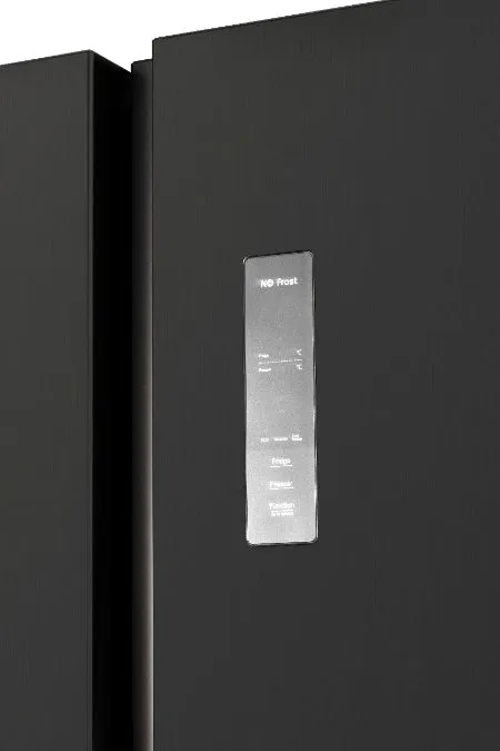 CHiQ Side by Side Refrigerator A , 525Lit, No Forest, Fast Cooling System, Glass Shelf, Dark Inox