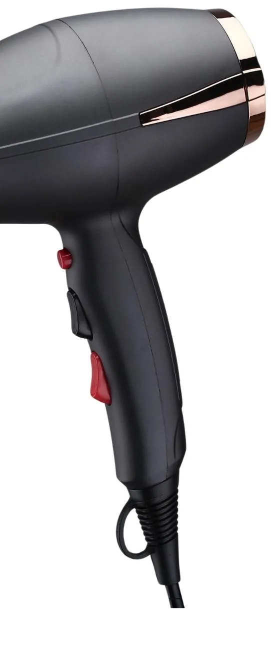 Home Electric Hair Dryer 2200 W Black Ac Motor Two Speed Four Temperature Collin
