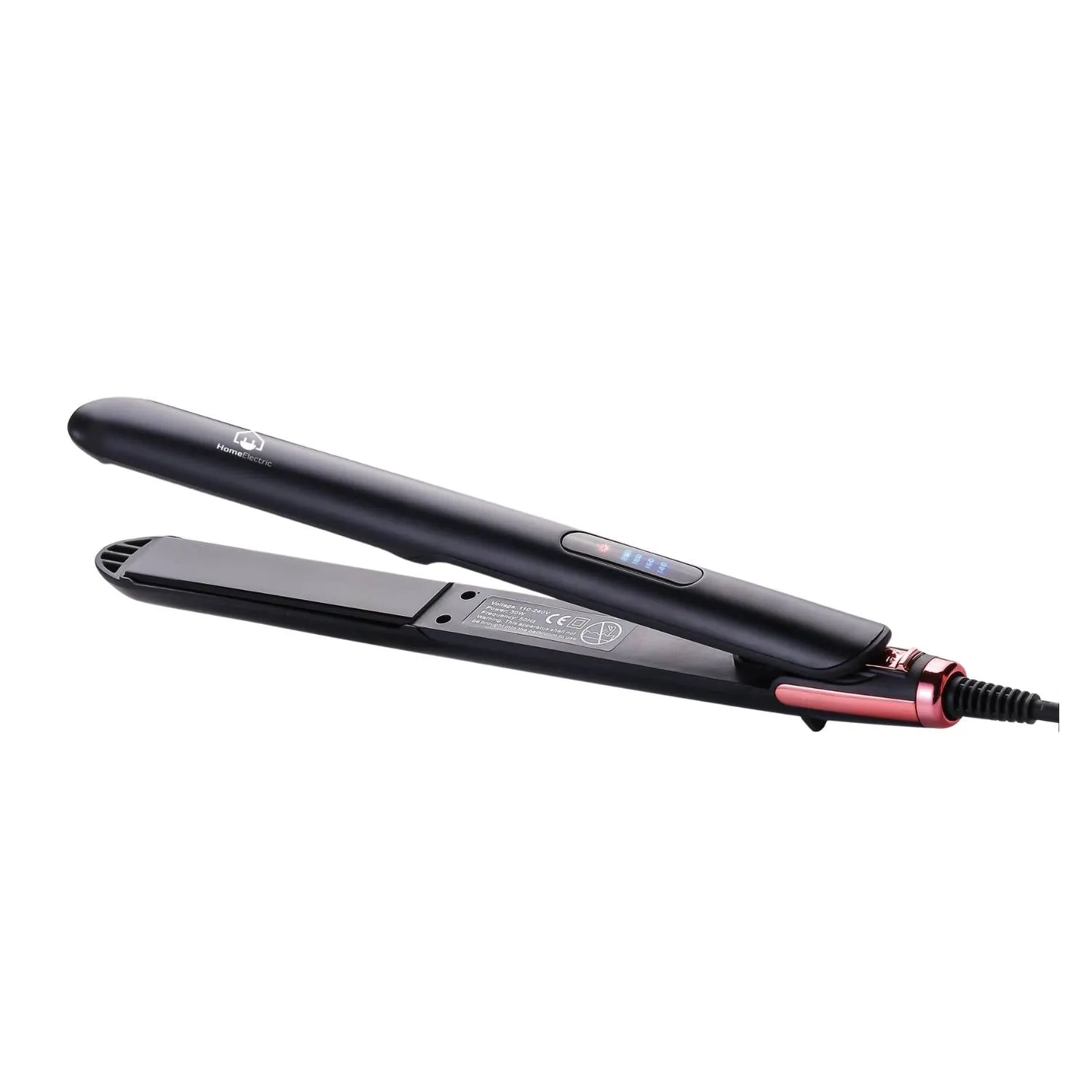 Home Electric Hair Straightener Ceramic 30W Black 20 Mm Plates Heat 220 C Flar Iron With
