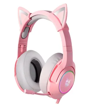 ONIKUMA Gaming Headset 3.5Mm & USB, Mic and Noise Cancellation, Pink