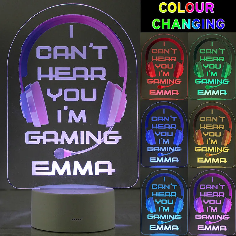 Personalised Pink Gaming LED Colour Changing Night Light (MRK-iD)