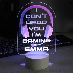 Personalised Pink Gaming LED Colour Changing Night Light (MRK-iD)