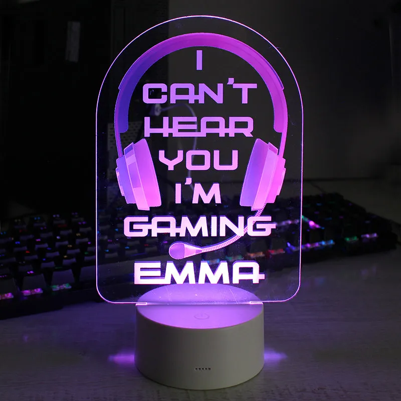 Personalised Pink Gaming LED Colour Changing Night Light (MRK-iD)