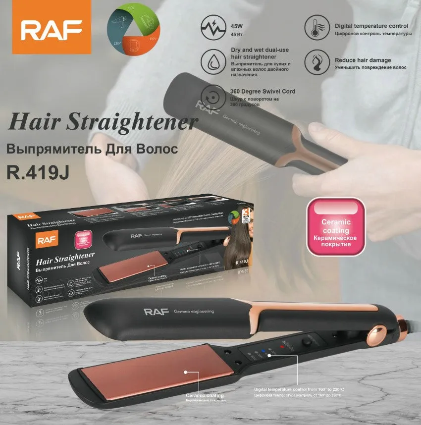 RAF Hair Straightener, 45Watts, Black
