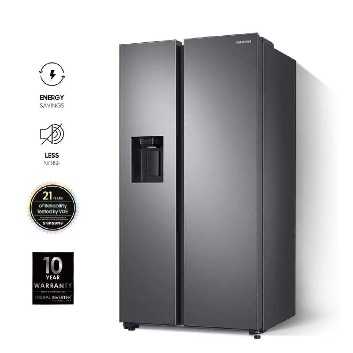 Samsung Refrigerator Side by Side A , Space Max Technology, 609Lit, Silver