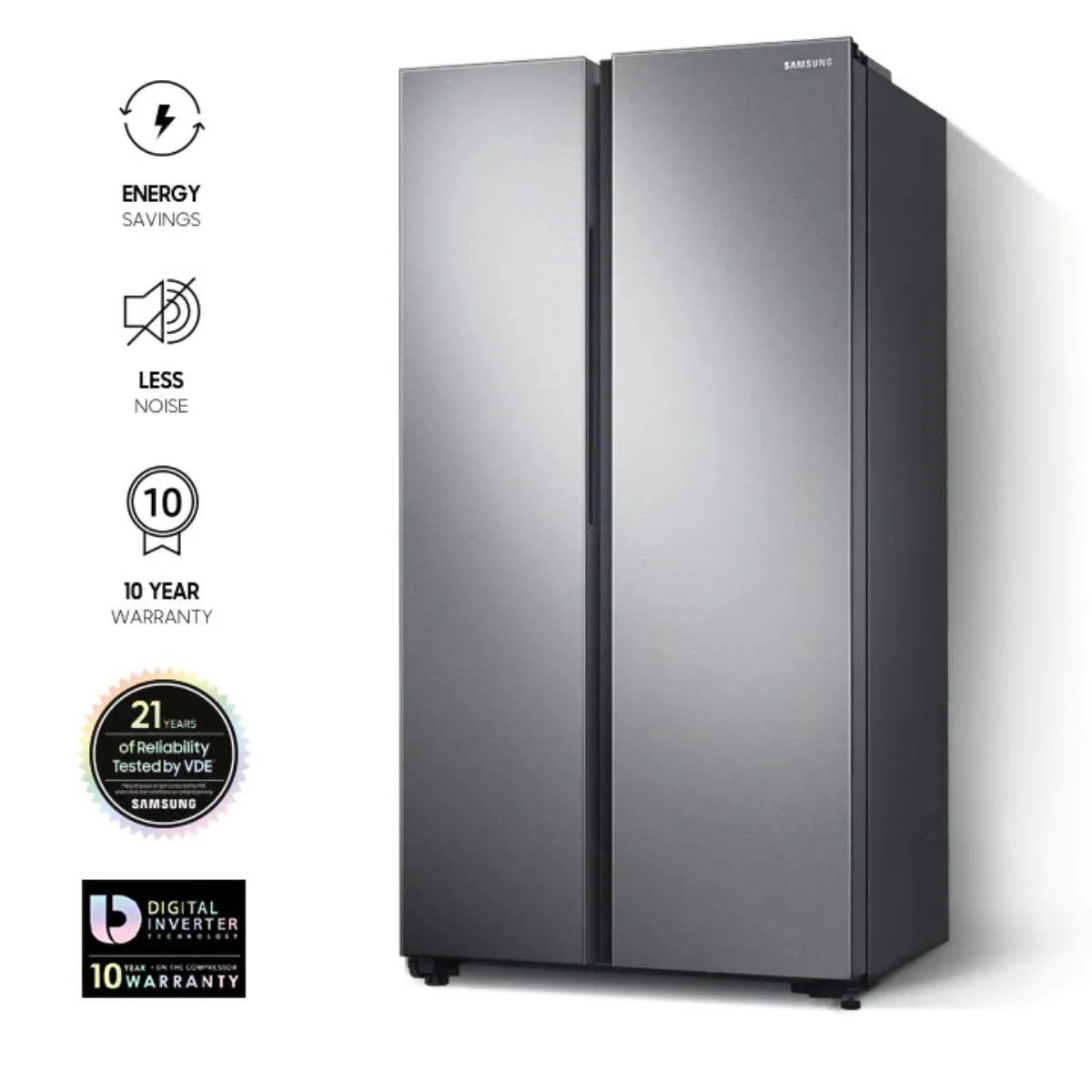 Samsung Refrigerator Side by Side Inverter A , 647Lit, Stainless Steel
