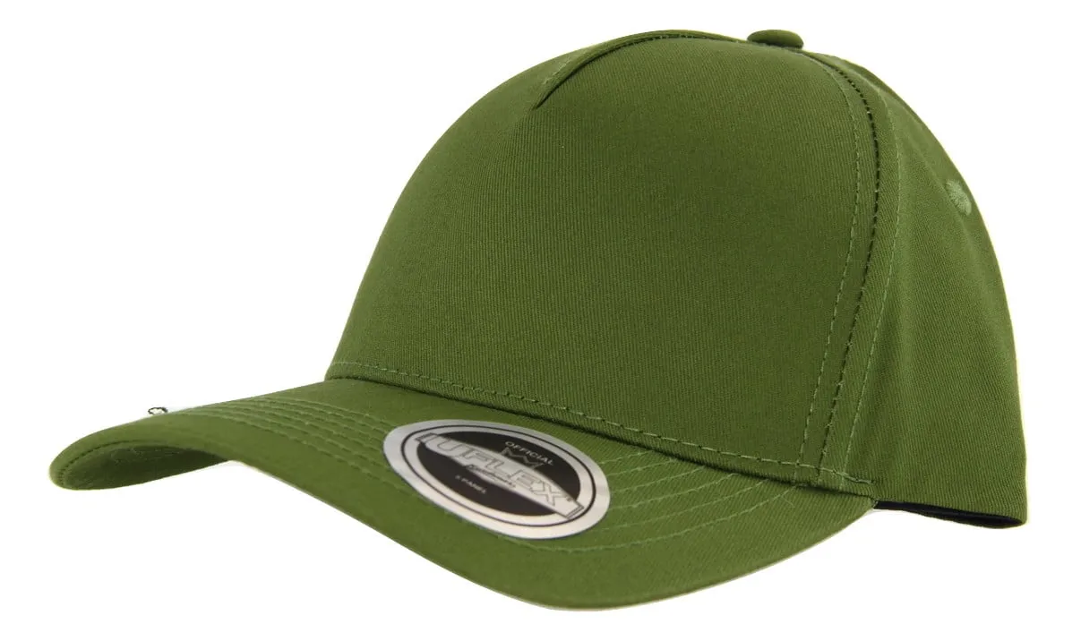 UFLEX 5 Panel Snapback Curved Cap - Olive
