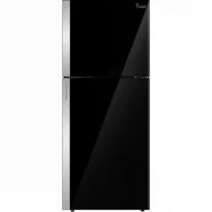 Unionair Top Mount Refrigerator, Two door No frost, 545Lit, Black Glass with Silver