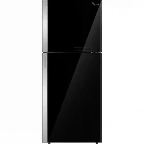 Unionair Top Mount Refrigerator, Two door No frost, 545Lit, Black Glass with Silver