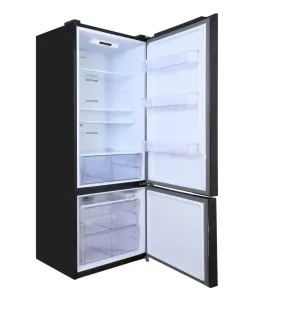 UNIONAIRE Bottom Freezer Refrigerator, 410Lit, Black Glass