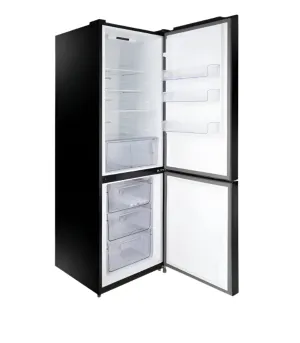 UNIONAIRE Bottom Freezer Refrigerator, 410Lit, Black Glass