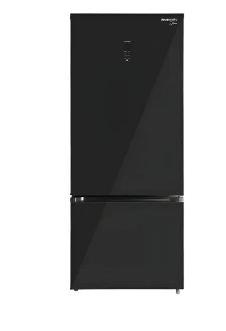 UNIONAIRE Bottom Freezer Refrigerator, 546Lit, Black Glass