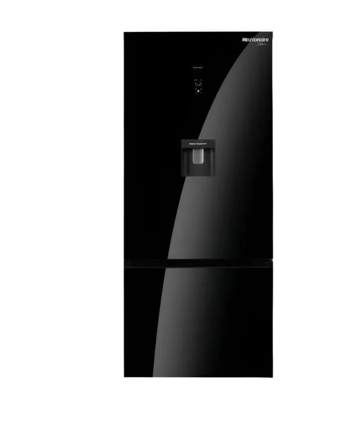 UNIONAIRE Top Mount Refrigerator, 545Lit, Black Glass