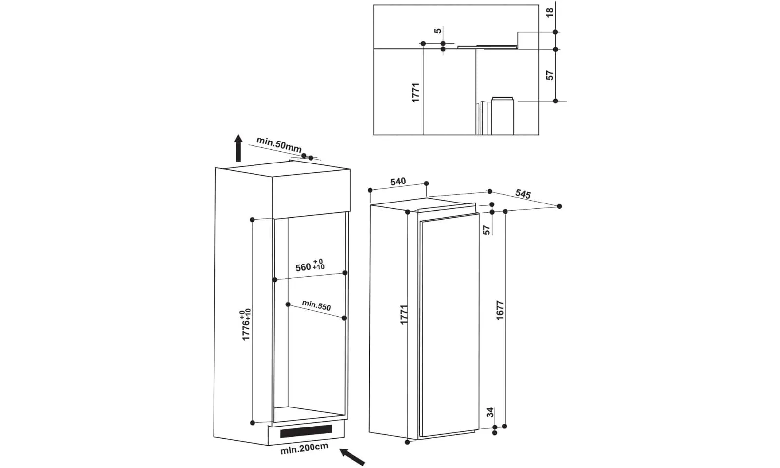 WHIRLPOOL Built in Fully Integrated Refrigerator A , 314Lit, 60cm, White