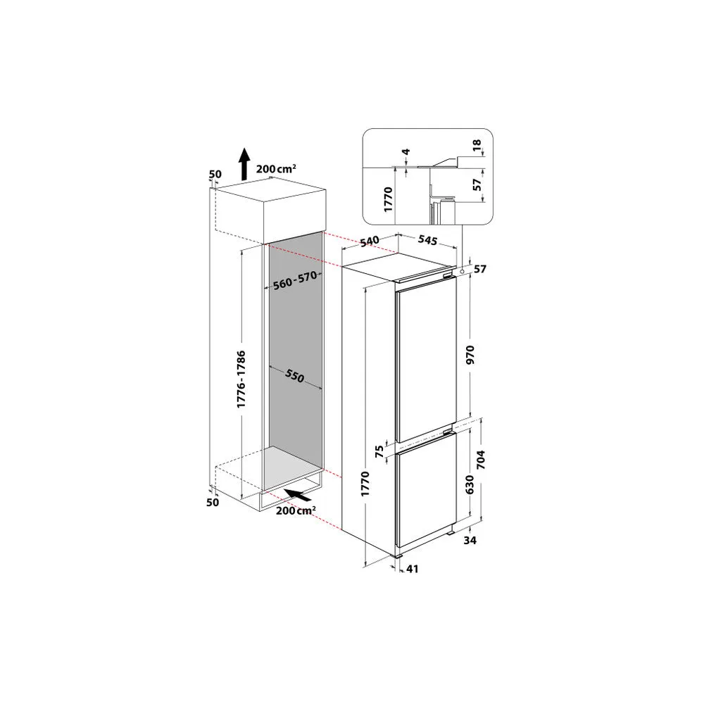 WHIRLPOOL Integrated Fridge, Freezer 273lit, 177Cm, White